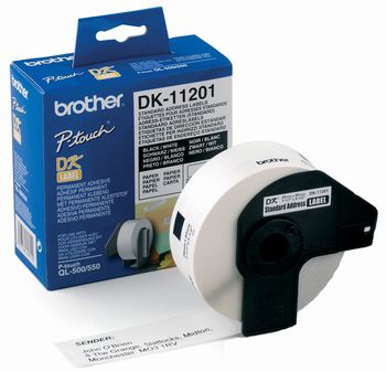 Nhãn Brother DK11201, Black on White, khổ rộng 29mm x 90m, 400 nhãn