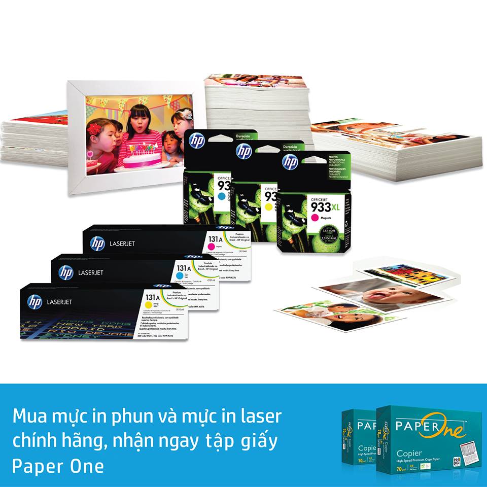 Tặng giấy Paper One khi mua mực in HP chính hãng  Từ ngày 15/07/2016 đến ngày 15/08/2016